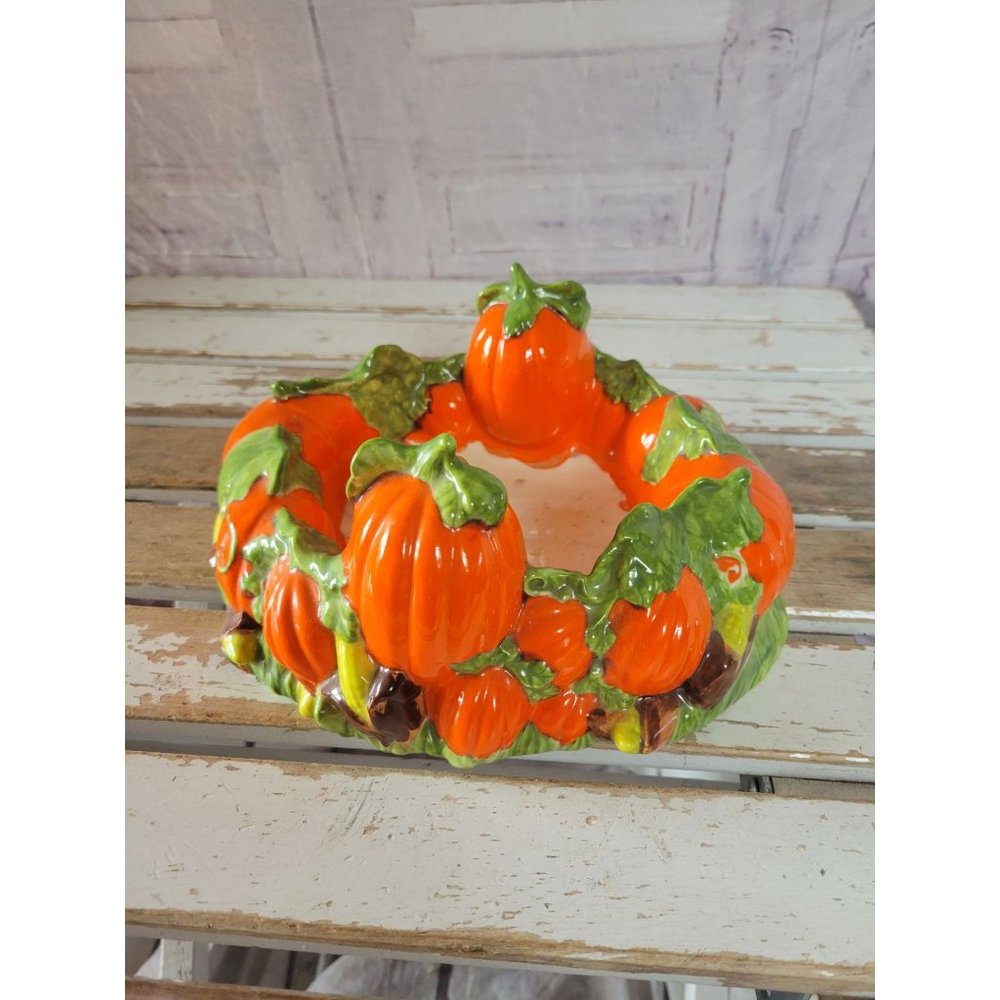 Etc pumpkin dish tray Halloween fall decor ceramic home kitchen‎ vintage